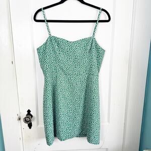 French Connection Whisper Elao Printed Mini Sundress Ditzy Floral Green Fern 14